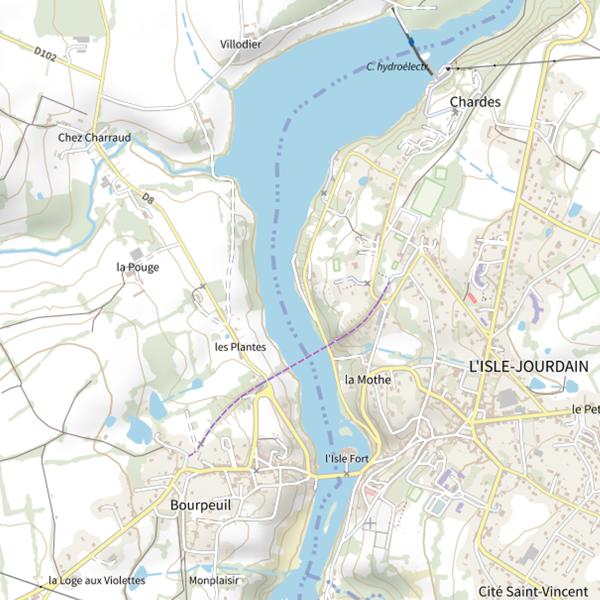 Plan cartographique de Isle Jourdain (Viaduc)