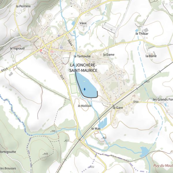 Plan cartographique de Jonchère-Saint-Maurice Plan d'Eau de la Jonchère