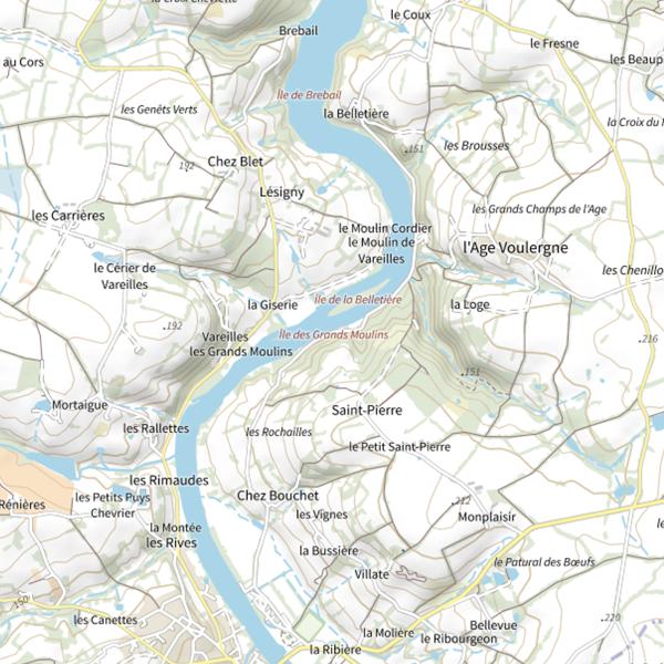 Plan cartographique de Jousseau (Amont parcours carpe de nuit)