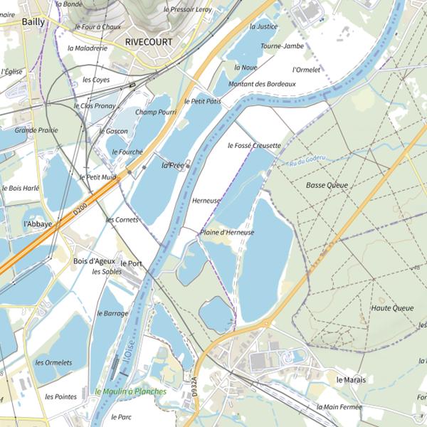 Plan cartographique de K2B (étang des Sautriauts)
