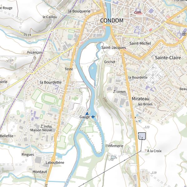 Plan cartographique de La Baïse à Condom
