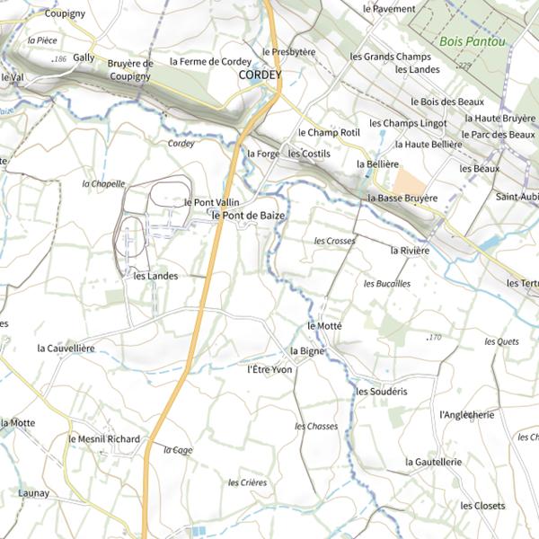 Plan cartographique de La Baize (Orne)