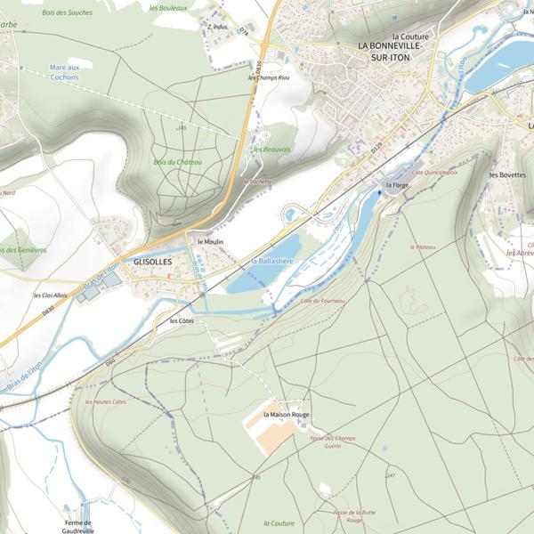 Plan cartographique de La Ballastière (La Bonneville-sur-Iton)