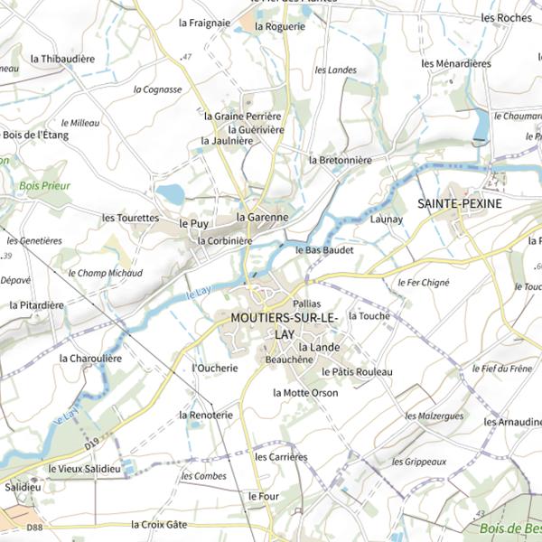 Plan cartographique de La Balurie, Le Lay, Moutiers-sur-Lay