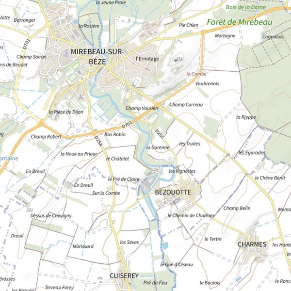 Plan cartographique de La Bèze
