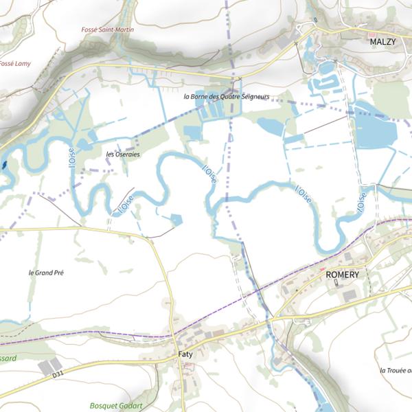 Plan cartographique de La Borne des Seigneurs (Aisne)