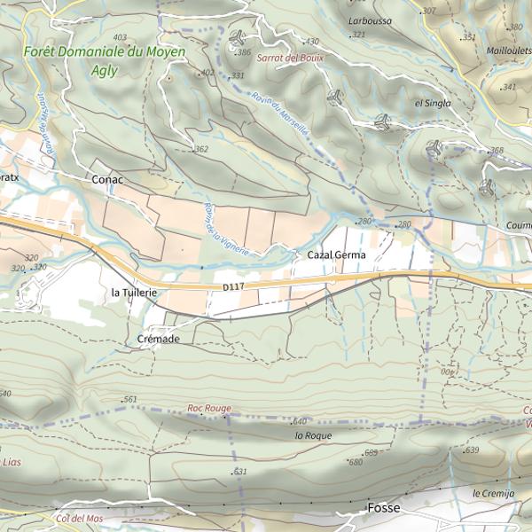 Plan cartographique de La Boulzane à Caudiès-de-Fenouillèdes