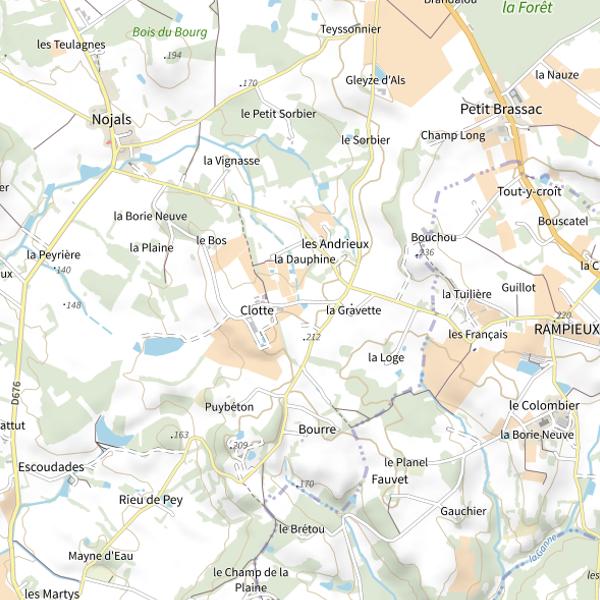 Plan cartographique de La Bournègue