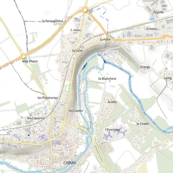 Plan cartographique de La Charente (Civray)