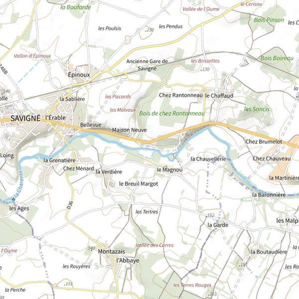 Plan cartographique de La Charente (Savigné)