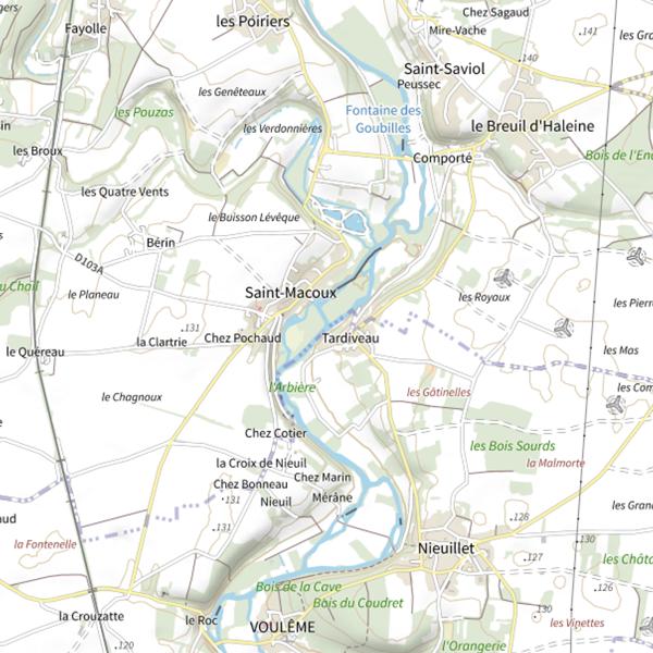 Plan cartographique de La Charente (Voulême/St Macoux)