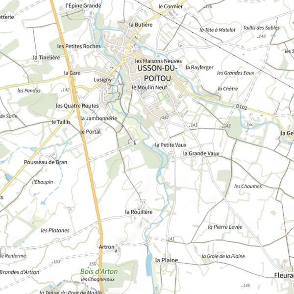 Plan cartographique de La Clouere (Usson du Poitou)