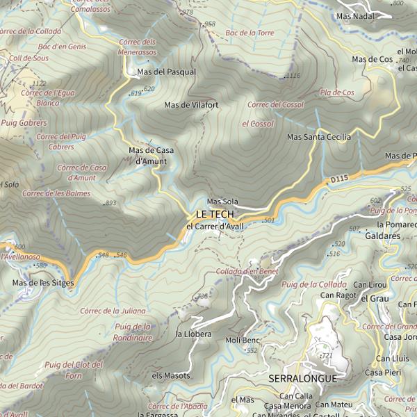 Plan cartographique de La Coumelade à Le-Tech