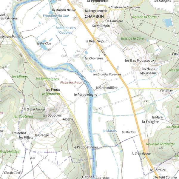 Plan cartographique de La Creuse