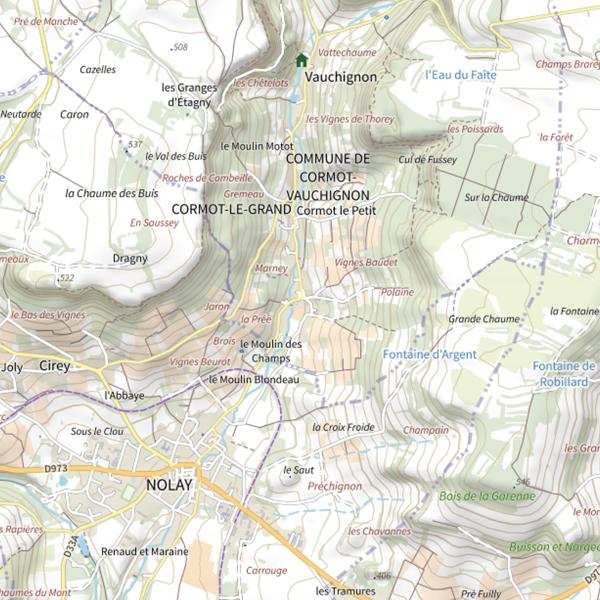 Plan cartographique de La Cuzanne - Cormot-le-Grand