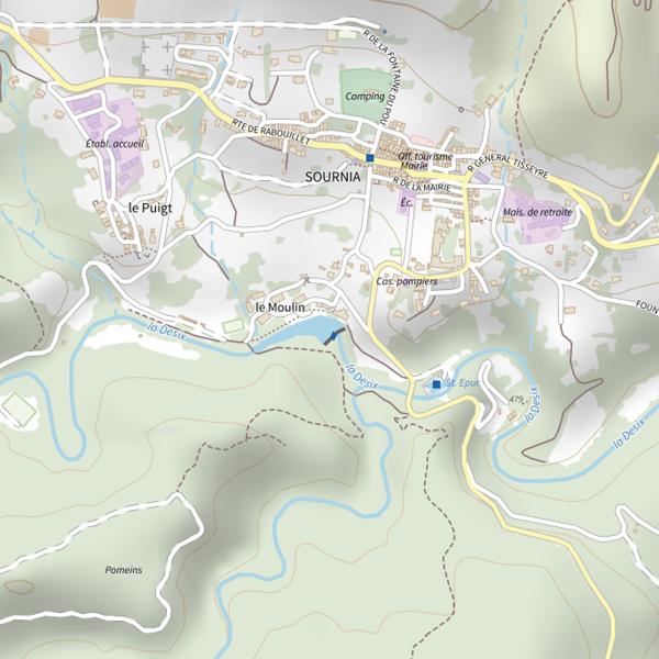 Plan cartographique de La Désix à Sournia
