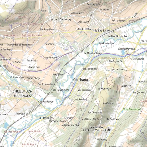 Plan cartographique de La Dheune