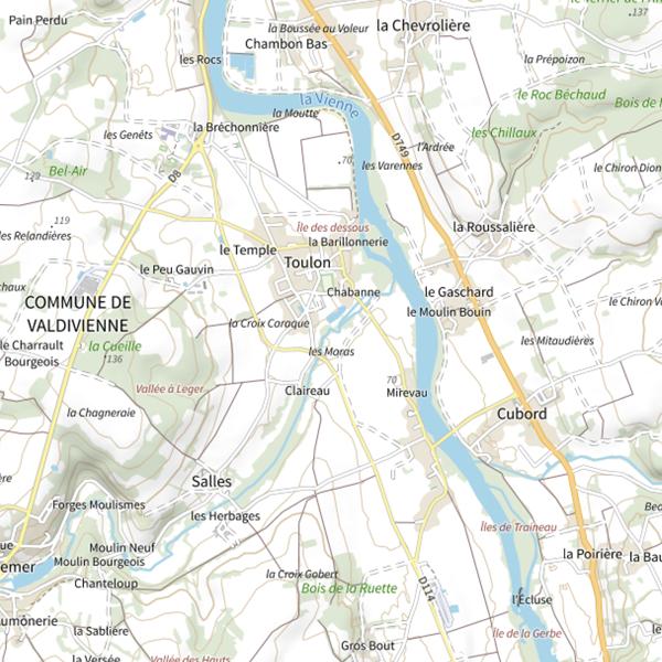 Plan cartographique de La Dive de Morthemer et son affluent