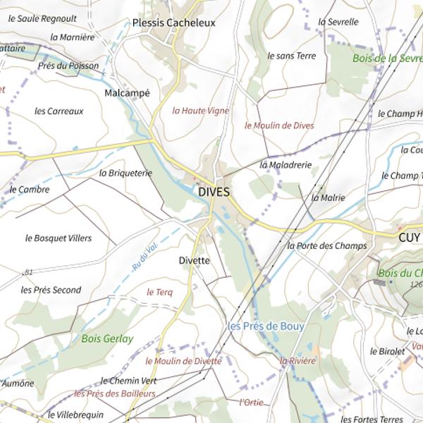 Plan cartographique de La Divette (Oise)