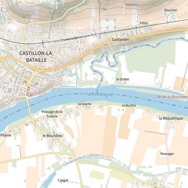 Plan cartographique de La Dordogne – domaine public