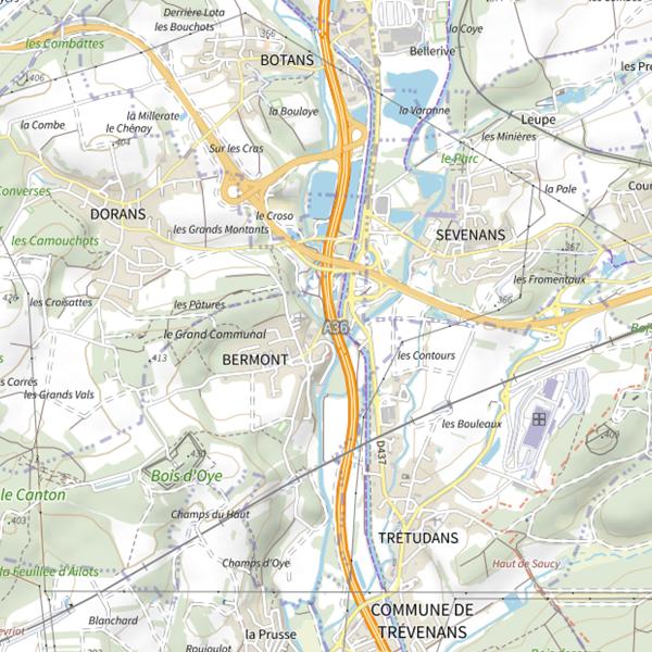 Plan cartographique de La Douce (Territoire de Belfort)