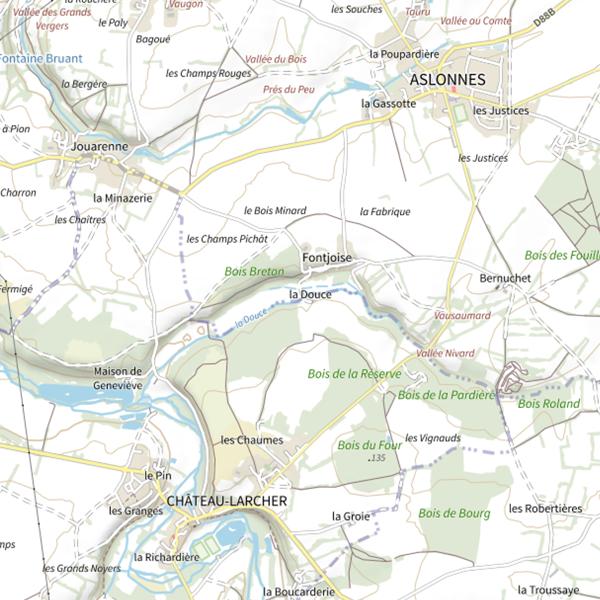 Plan cartographique de La Douce (Vienne)