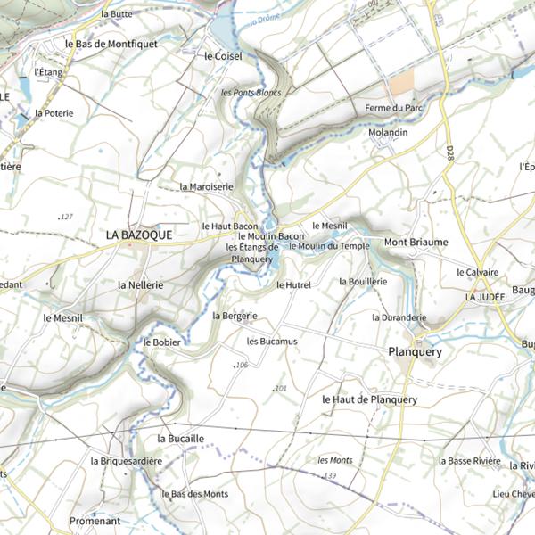 Plan cartographique de La Drôme (Calvados)