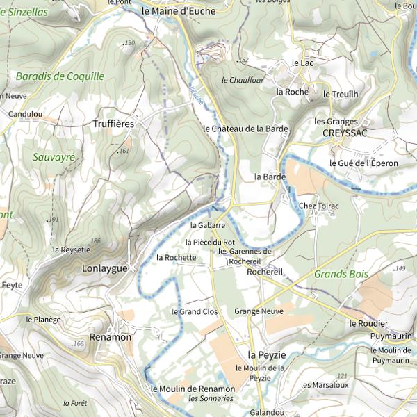 Plan cartographique de La Dronne à Rochereuil