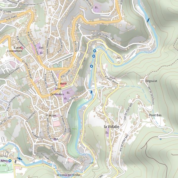 Plan cartographique de La Durolle dans Thiers