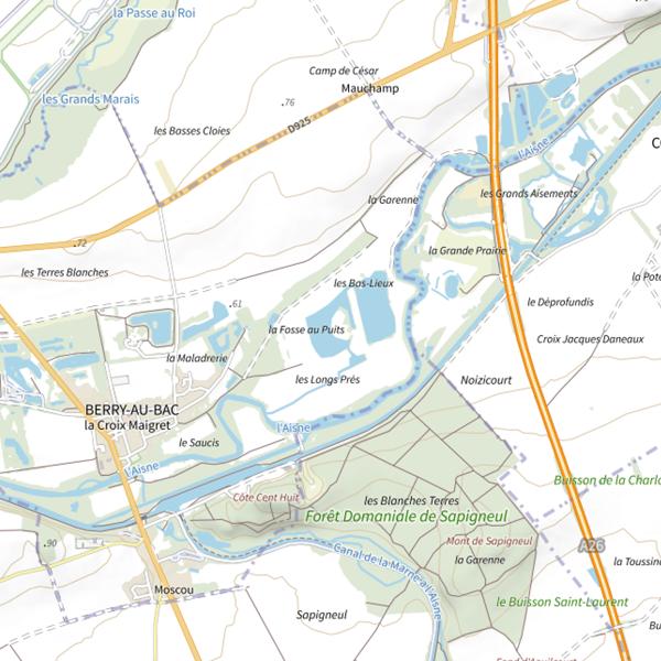 Plan cartographique de La Fosse au Puits (Berry-au-Bac)