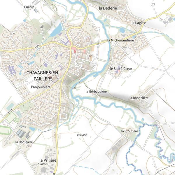 Plan cartographique de La Gerbaudière, la Petite Maine, Chavagnes-en-Paillers