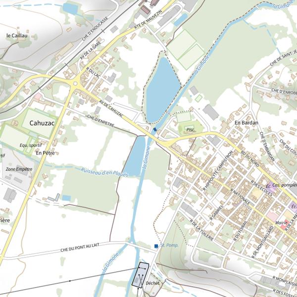 Plan cartographique de La Gimone à Gimont