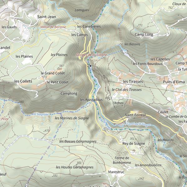 Plan cartographique de La Haute Siagne: Interdépartemental pont de Mons
