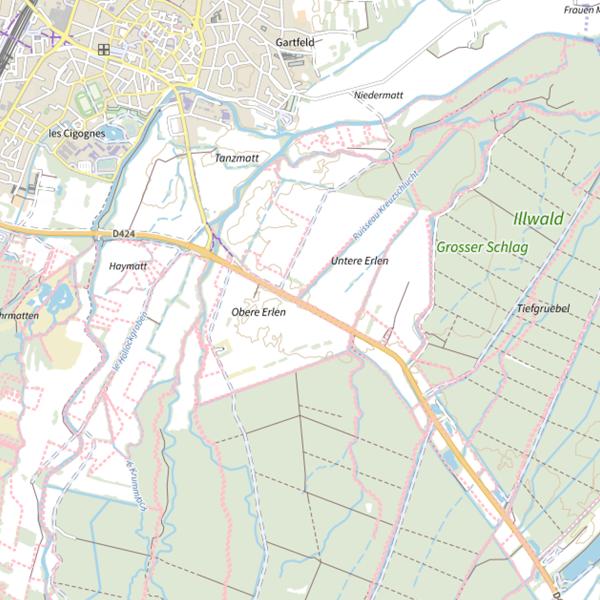 Plan cartographique de La Kreutzschluth ou Erlenbach