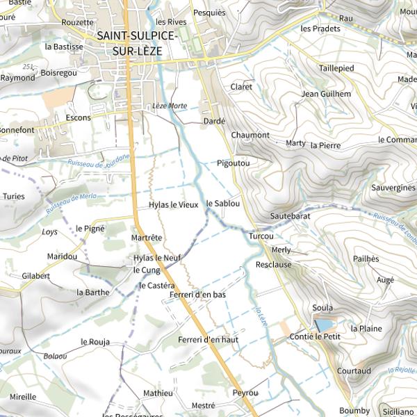 Plan cartographique de La Lèze 2ème catégorie
