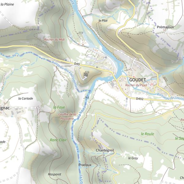 Plan cartographique de La Loire : parcours