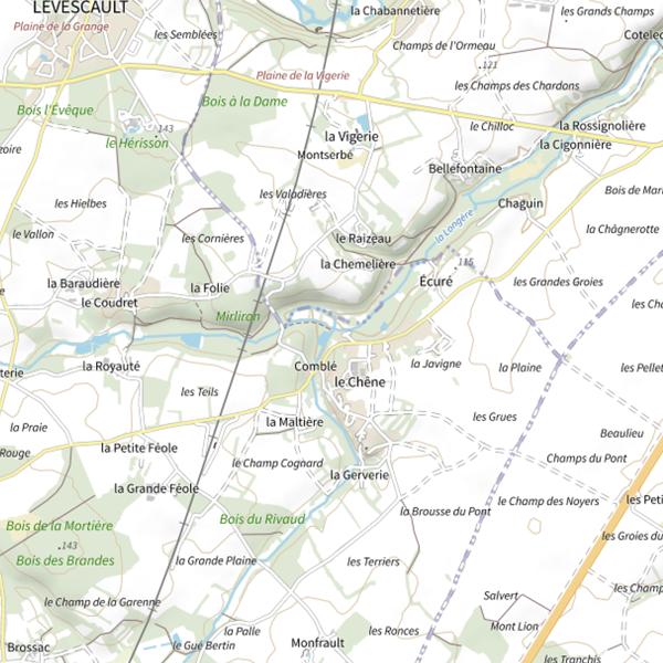 Plan cartographique de La Longeve et le Bert