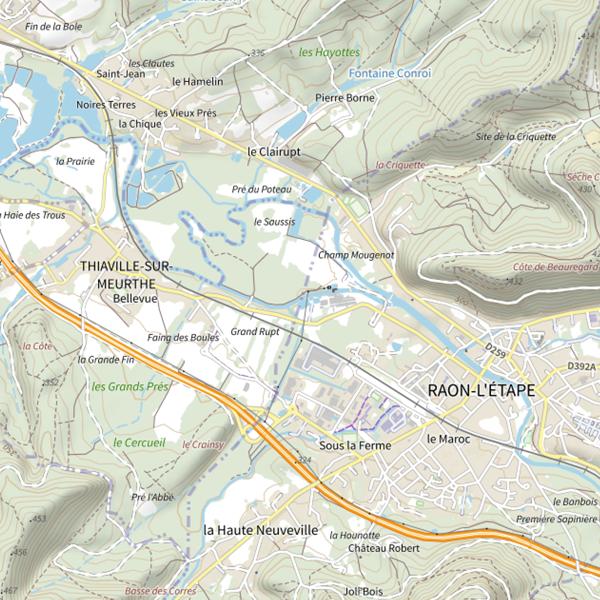 Plan cartographique de La Meurthe (Meurthe-et-Moselle)