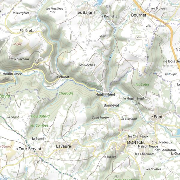 Plan cartographique de La Morge au Moulin Morel