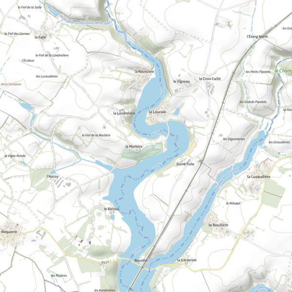 Plan cartographique de La Morlière, Lac de Rochereau, Sigournais