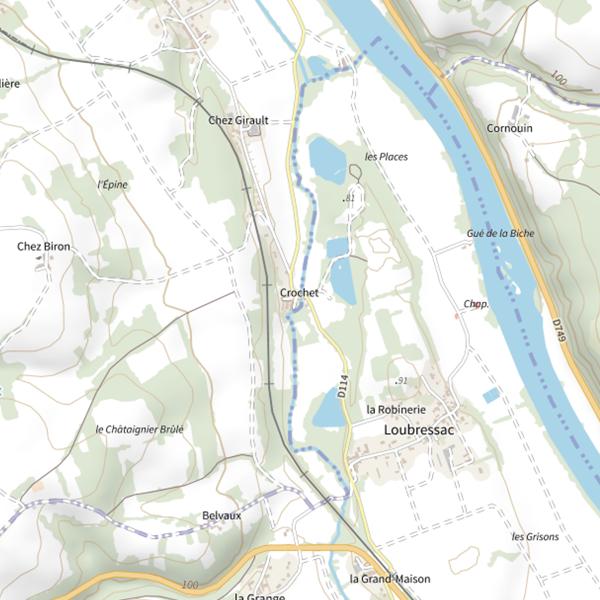 Plan cartographique de La Mortagne (Mazerolles)