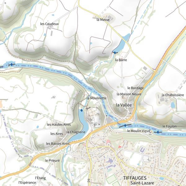 Plan cartographique de La Moulinette, La Sèvre Nantaise, Tiffauges