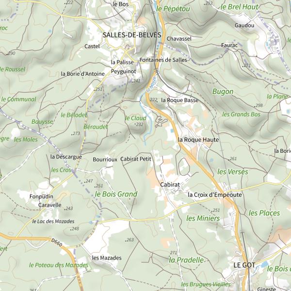 Plan cartographique de La Nauze