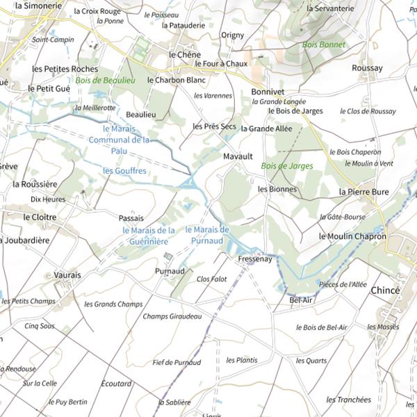 Plan cartographique de La Pallu et ses affluents