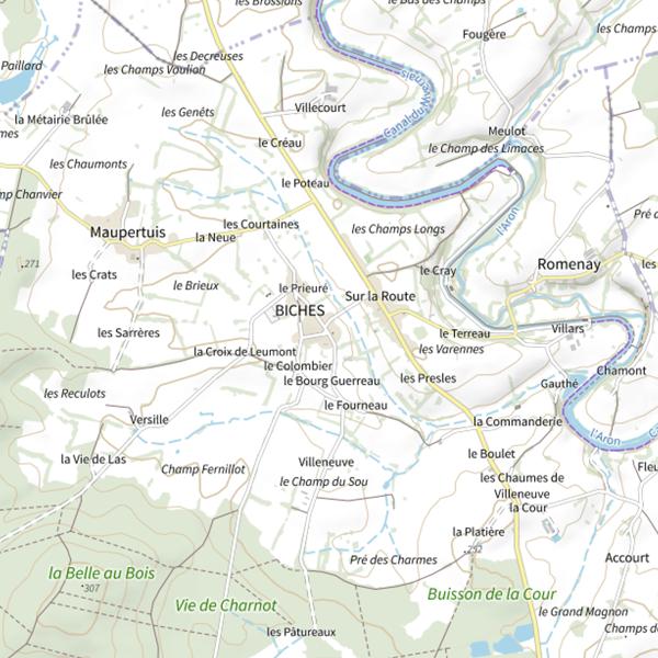 Plan cartographique de La petite biche