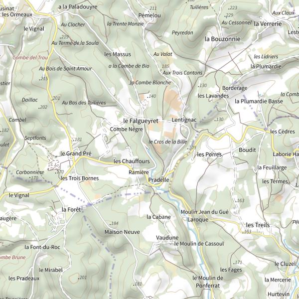 Plan cartographique de La Pradelle