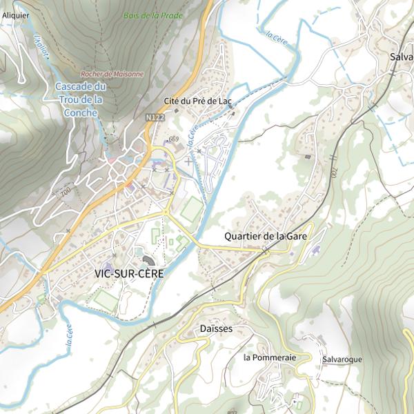 Plan cartographique de La Rase du Vialard à Vic-sur-Cère