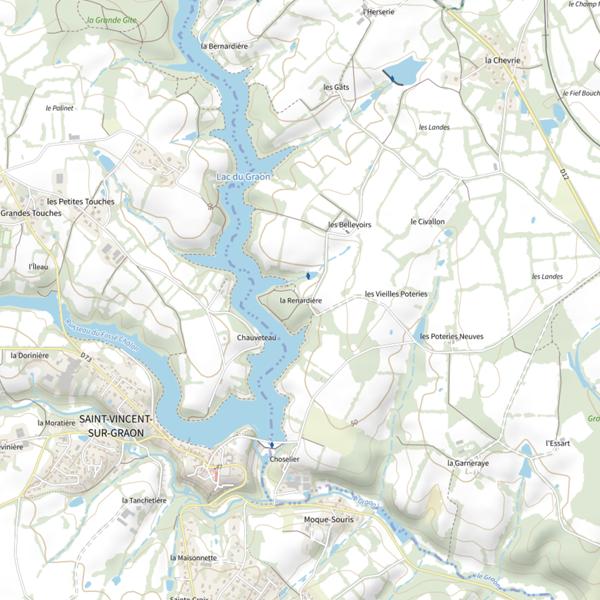 Plan cartographique de La Renardière, barrage du Graon, St Vincent-sur-Graon