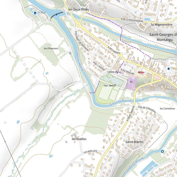 Plan cartographique de La rencontre des deux Maines, St Georges-de-Montaigu