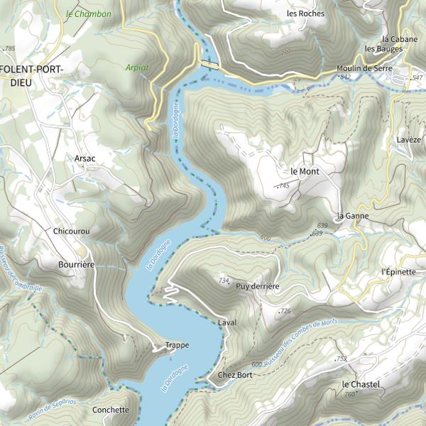 Plan cartographique de La retenue de Bort les Orgues